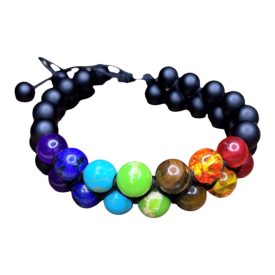 Kétsoros csakraharmonizáló fonott ásvány karkötő