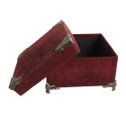 Bordó bársony dobozka fém díszítéssel