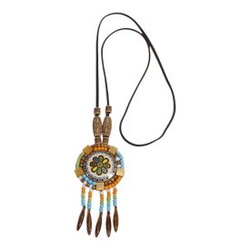 Nyaklánc kék és sárga kővel